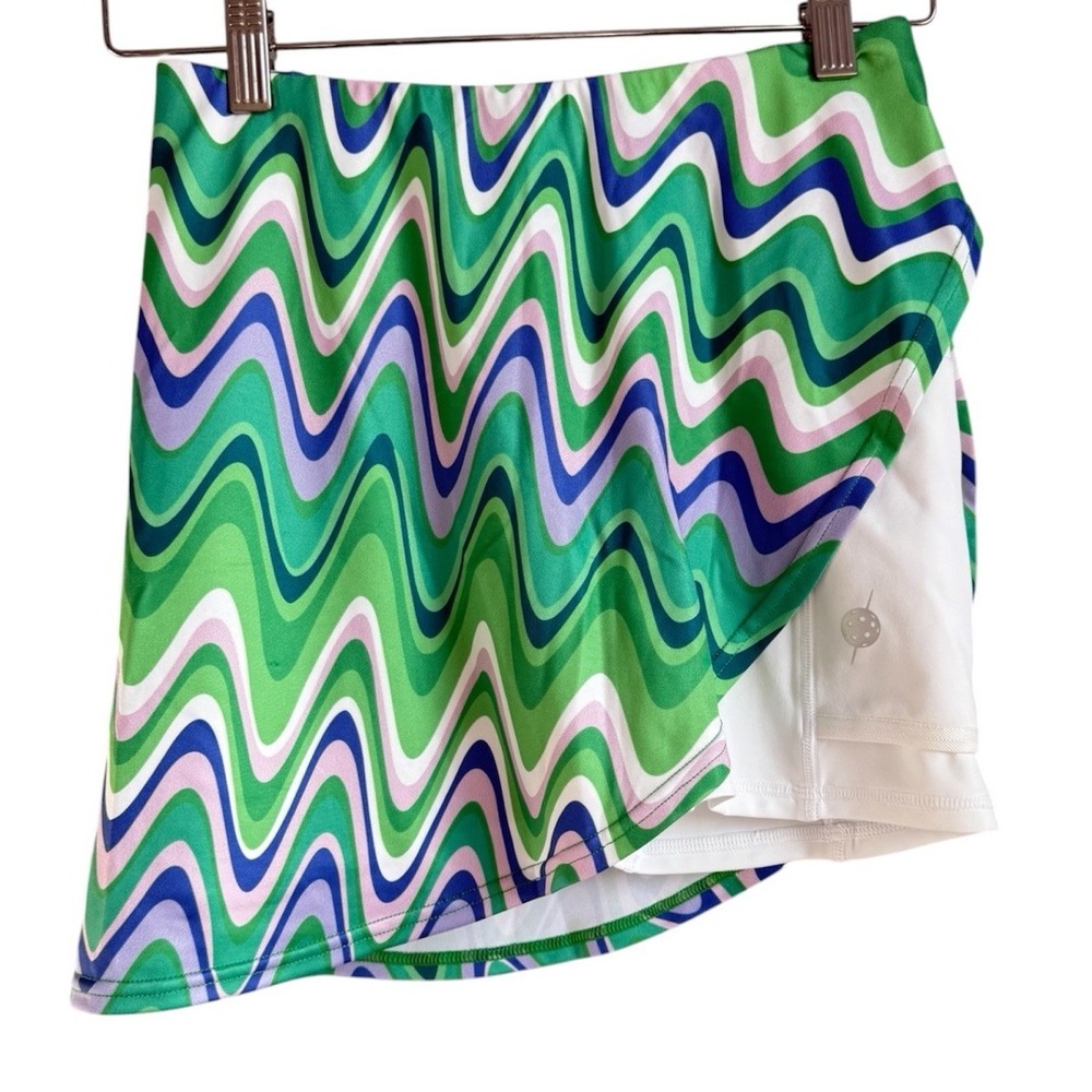 Pickletini Daisy Skort XS Retro 70s Psychedelic Wavy Swirl Pickleball Tennis